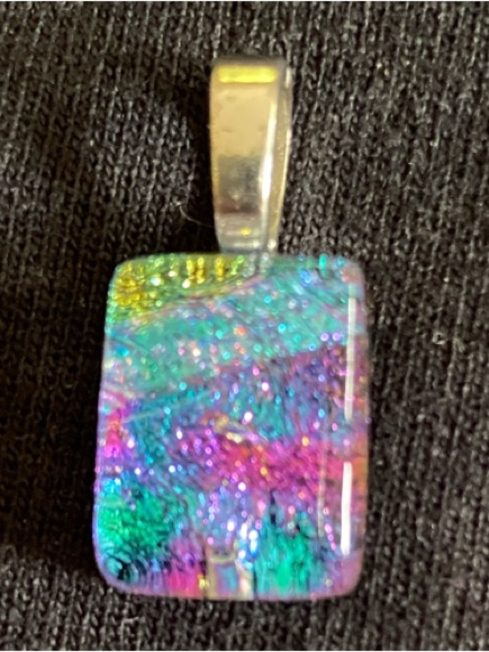 Dichroic Glass Rectangle Pendant in Multi-Color